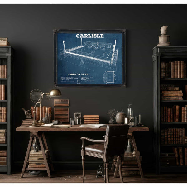 Carlisle United F.C. Brunton Park Blueprint Vintage Soccer Print