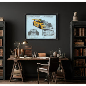 McLaren F1 GTR Harrods Blueprint Vintage Auto Print