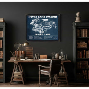 Notre Dame Stadium Vintage Art Blueprint