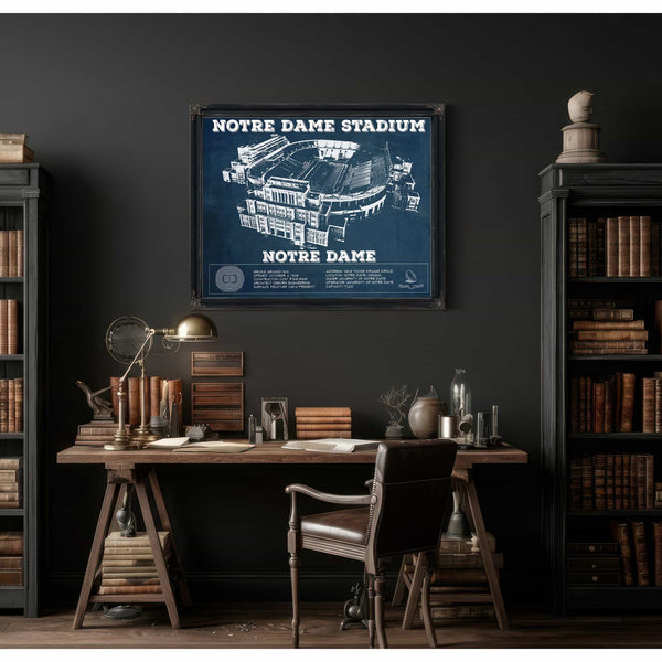 Notre Dame Stadium Vintage Art Blueprint