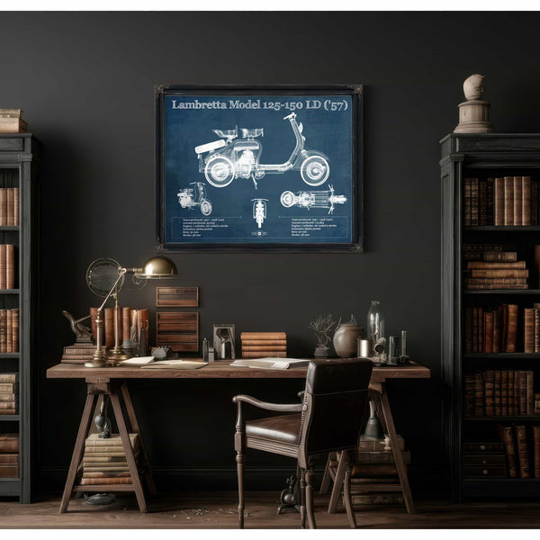 Lambretta Model 125 150 LD ('57) Vintage Blueprint Motorcycle Print