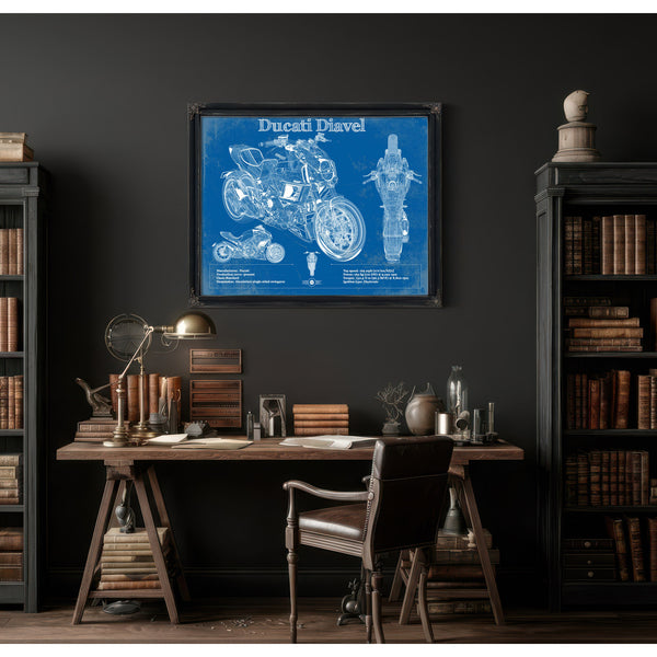 Ducati Diavel Blueprint Motorcycle Patent Print