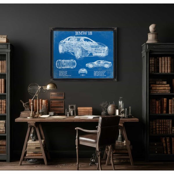BMW I8 Vintage Blueprint Auto Print