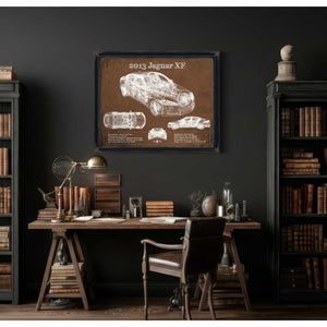 2013 Jaguar XF Blueprint Vintage Auto Print