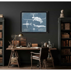 Learjet 75 Vintage Blueprint Airplane Print