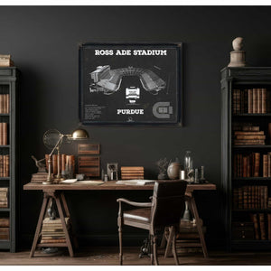 Purdue Boilermakers - Ross-Ade Vintage Football Stadium Blueprint Art Print