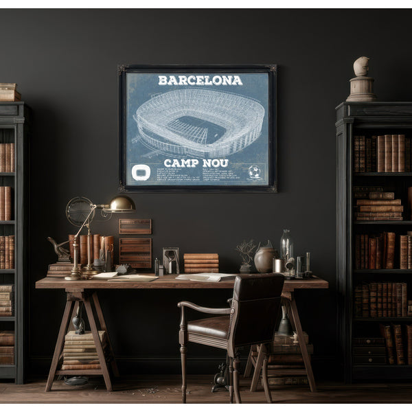Vintage FC Barcelona Camp Nou Stadium Soccer Print