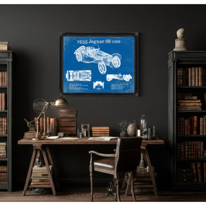 1935 Jaguar SS 100 Blueprint Vintage Auto Print