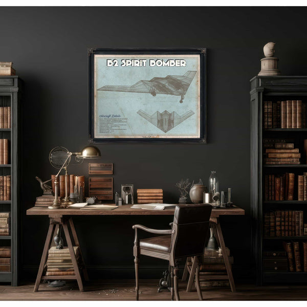 B2 Spirit Bomber Patent Blueprint Original Design Wall Art