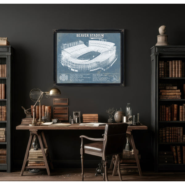 Penn State Nittany Lions - Beaver Stadium Vintage Blueprint Wall Art