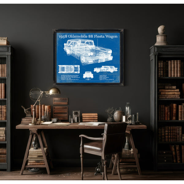 1958 Oldsmobile 88 Fiesta Wagon Vintage Blueprint Auto Print