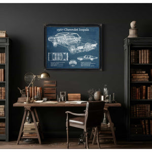 1967 Chevrolet Impala Blueprint Vintage Auto Print