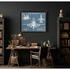 F/A-18 Hornet Blueprint Original Military Wall Art