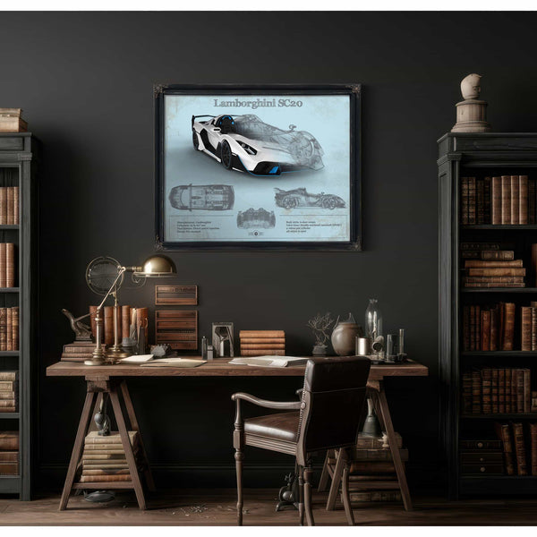 Lamborghini Sc20 Blueprint Vintage Auto Print