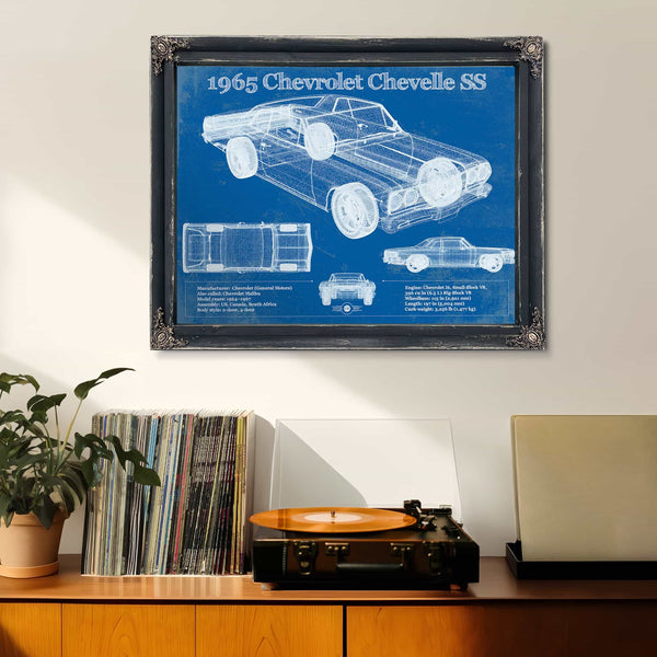 1965 Chevrolet Chevelle Malibu SS Vintage Blueprint Auto Print