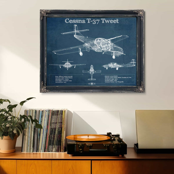 Cessna T-37 Tweet Trainer Aircraft Original Blueprint Art
