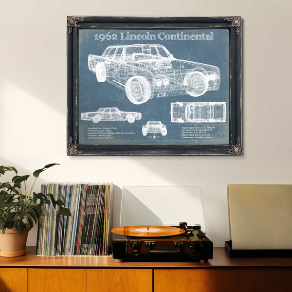 1962 Lincoln Continental Sedan Vintage Blueprint Auto Print