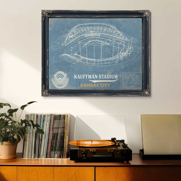 Kansas City Royals Kauffman Stadium Vintage Baseball Print