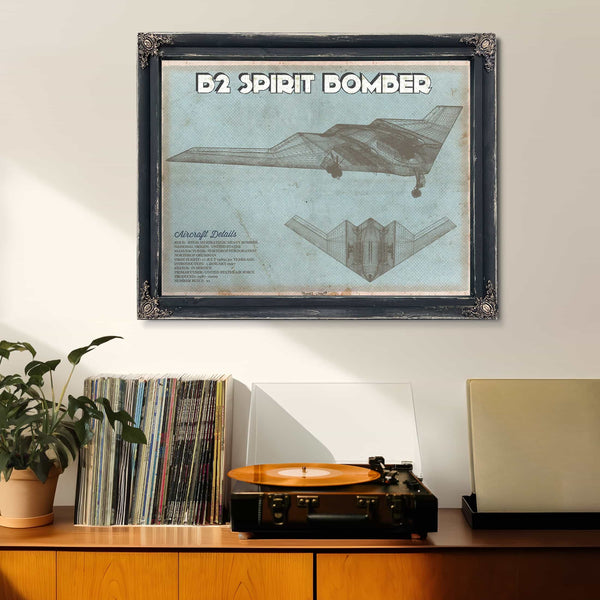 B2 Spirit Bomber Patent Blueprint Original Design Wall Art