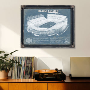 Penn State Nittany Lions - Beaver Stadium Vintage Blueprint Wall Art