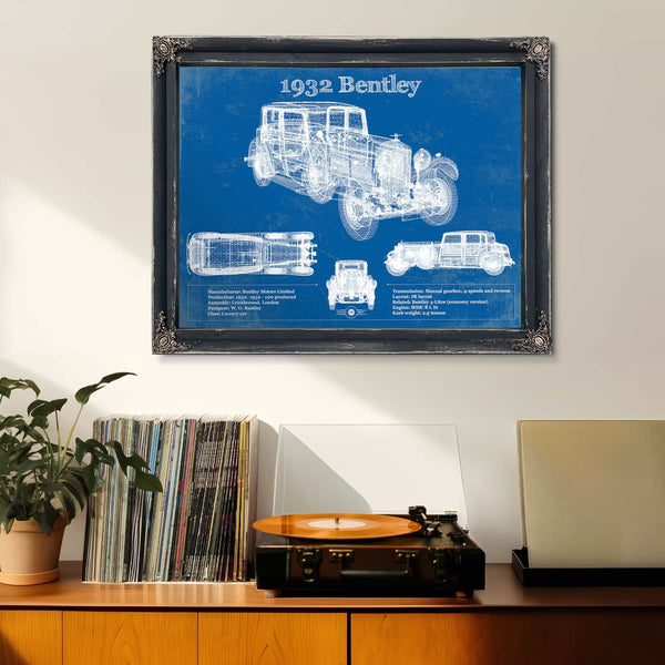 1932 Bentley Vintage Blueprint Auto Print