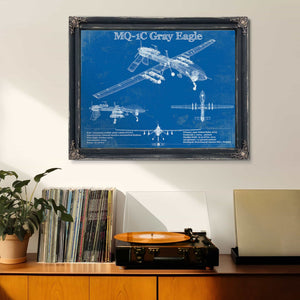 UAV MQ-1C Gray Eagle Vintage Aviation Blueprint Military Print