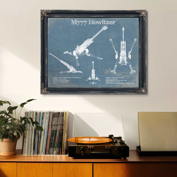 M777 155mm Howitzer Blueprint Vintage Military Print