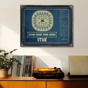 Utah Jazz - Vivint Smart Home Arena Seating Chart Vintage Art Print