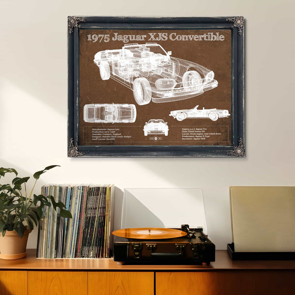 1975 Jaguar Xjs Convertible Vintage Blueprint Auto Print