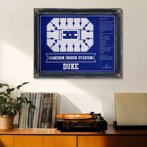 Duke Blue Devils - Cameron Indoor Stadium Seating Chart Team Color - College Basketball Blueprint Art