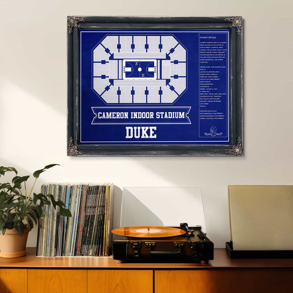 Duke Blue Devils - Cameron Indoor Stadium Seating Chart Team Color - College Basketball Blueprint Art