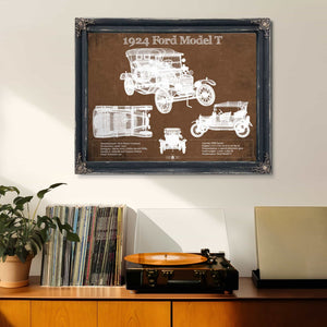 1924 Ford Model T Vintage Blueprint Auto Print