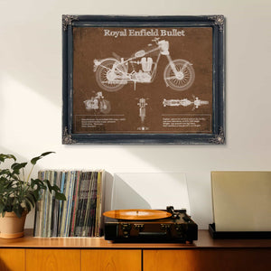 Royal Enfield Bullet Blueprint Motorcycle Patent Print