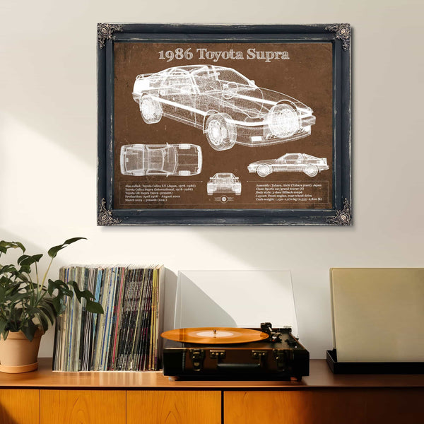 1986 Toyota Supra Vintage Blueprint Auto Print