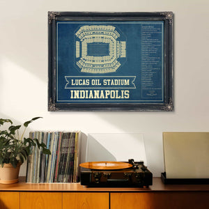 Indianapolis Colts Lucas Oil Stadium Blueprint - Vintage Football Print