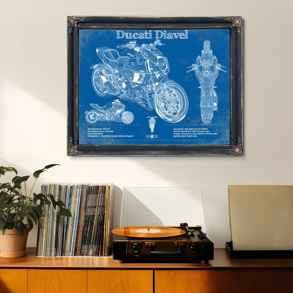 Ducati Diavel Blueprint Motorcycle Patent Print