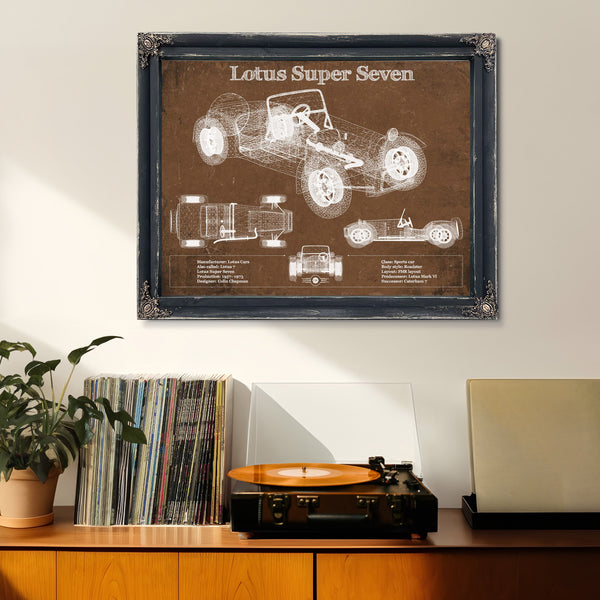 Lotus Super Seven Blueprint Vintage Auto Print