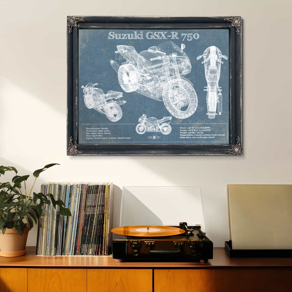 Suzuki GSX R750 Blueprint Motorcycle Patent Print