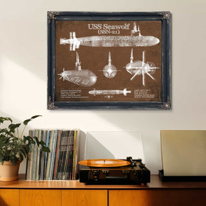 USS Seawolf (SSN-21) Blueprint Original Military Wall Art - Customizable