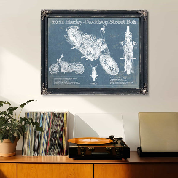 2021 Harley-Davidson Street Bob 114 Blueprint Motorcycle Patent Print