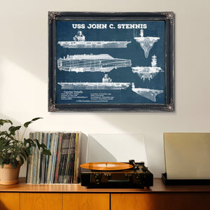 USS John C Stennis (CVN-74) Aircraft Carrier Blueprint Original Military Wall Art - Customizable