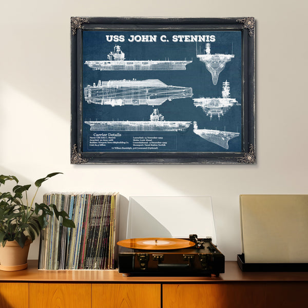 USS John C Stennis (CVN-74) Aircraft Carrier Blueprint Original Military Wall Art - Customizable