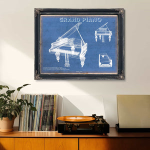 Grand Piano Musical Instrument Original Blueprint Art