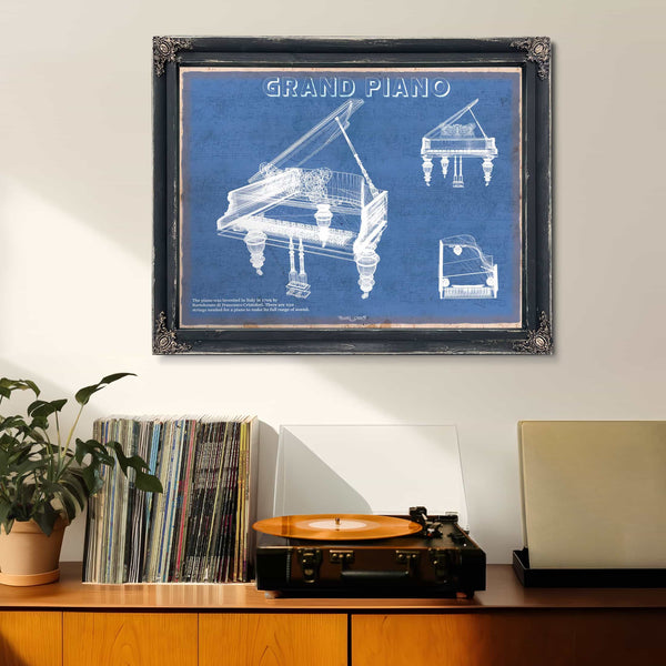 Grand Piano Musical Instrument Original Blueprint Art