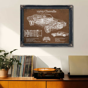 1969 Chevrolet Chevelle Malibu Original Blueprint Art