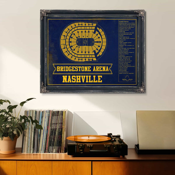 Nashville Predators Bridgestone Arena Seating Chart - Vintage Hockey Team Color Print