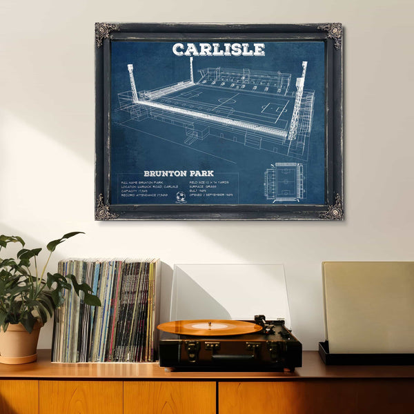 Carlisle United F.C. Brunton Park Blueprint Vintage Soccer Print