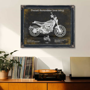 Ducati Scrambler Icon 2015 Vintage Blueprint Motorcycle Patent Print
