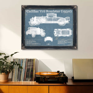 Cadillac V16 Roadster (1930) Vintage Blueprint Auto Print