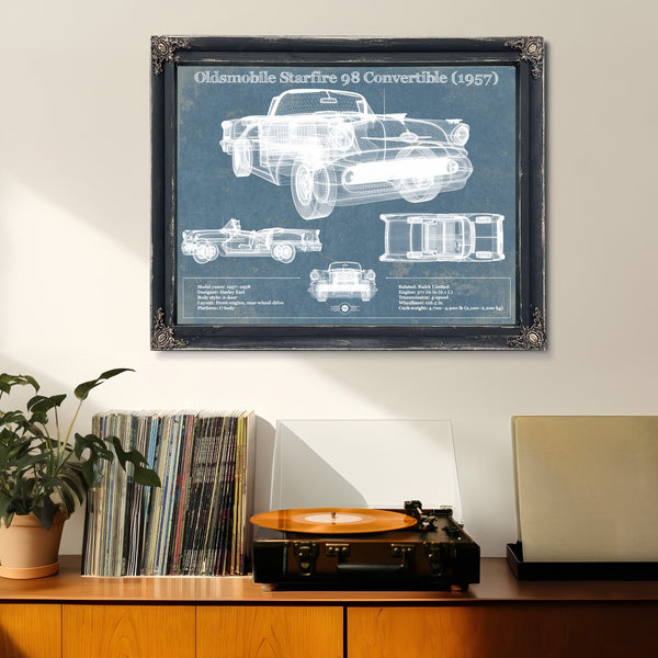 Oldsmobile Starfire 98 Convertible (1957) Blueprint Vintage Auto Print